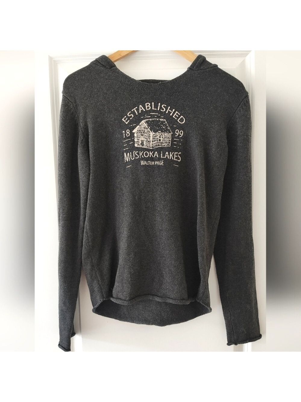 BRUZER 100% Cotton Gray Muskoka Lakes Hoodie Size Medium - Picture 2 of 6